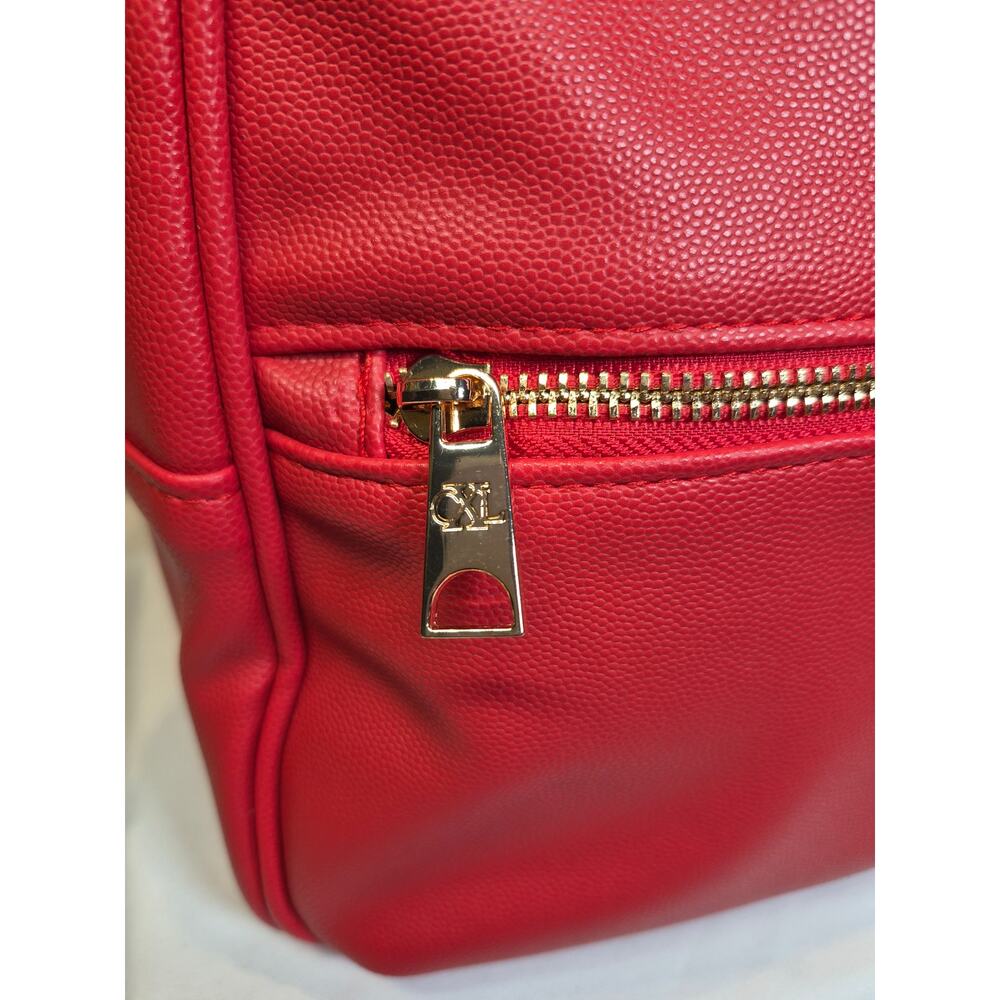 CXL Christian Lacroix Red Mini Backpack Gold Zip Faux Leather Small Bag NWT - Picture 5 of 10